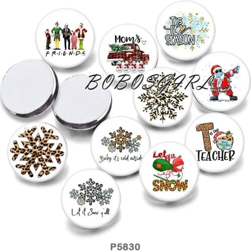 Christmas snowflake 12mm18mm 20mm Snap button jewelry DIY Bracelet Round photo glass cabochons P5830