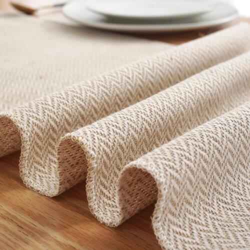 Cilected Modern Simple Table Runner Beige Handmade Tassel Cotton Linen Tablecloth Household Runners Table Decoration