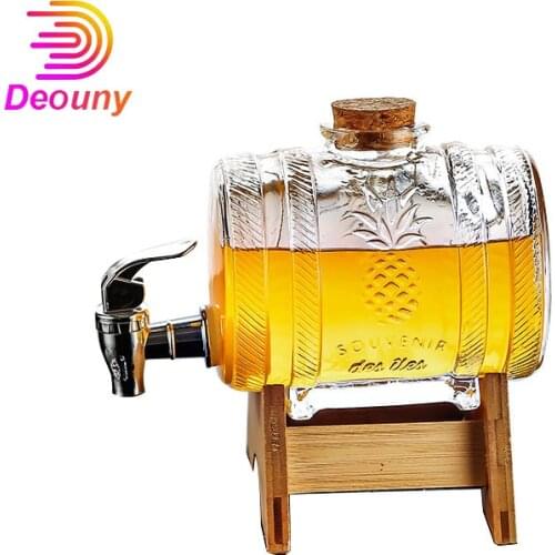 DEOUNY Glass Barrel Whiskey Decanter Nautical Liquor Beer Dispenser Lead Free Decanter For Scotch Bourbon Rum Brandy New 1000ML