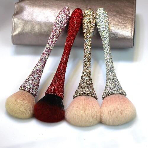 Bling Diamond Makeup Brush Goblet Small Waist Round Oblique Head Loose Powder Dust Brush Cosmetic Storage Box Beauty Women Gifts