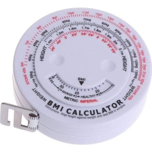 Y1UF BMI Body Mass Retractable Tape 150cm Measure Calculator Diet Weight Loss Tape