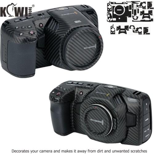 Anti-Scratch Camera Body Skin Film For Blackmagic Design Pocket Cinema Camera 4K 6K (BMPCC 4K 6K) 3M Sticker Carbon Fiber Black