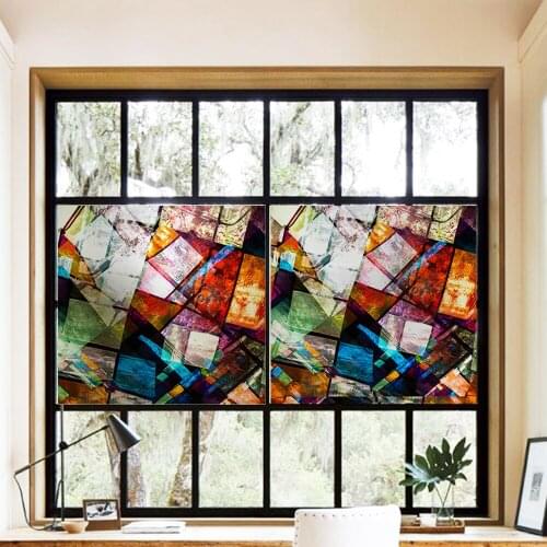 Privacy Glass Film Window sticker Home Decor stained glass Static Cling For Living Room Church Glass 120cm