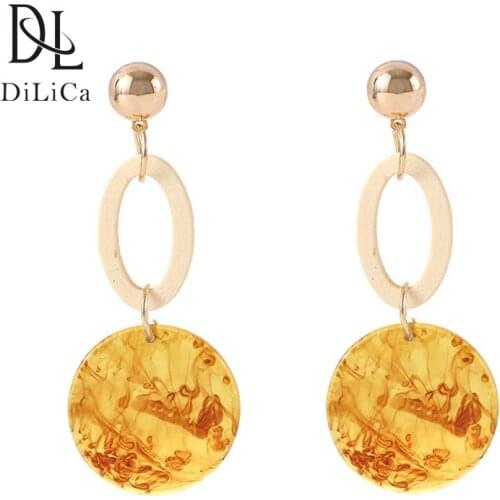 DiLiCa Fashion Drop Earrings for Women Acrylic Geometric Dangle Earrings Female Vintage Bohemian Earring Jewelry