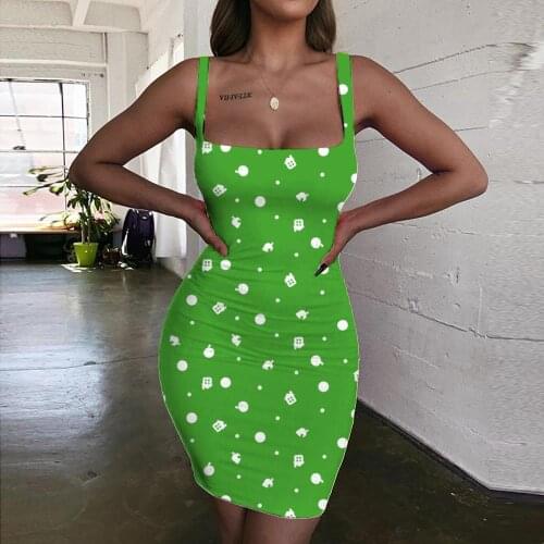 KYKU Brand Christmas Dress Women Green Halter Sleeveless Street Sundress Harajuku Ladies Dresses Womens Clothing Party New Beach