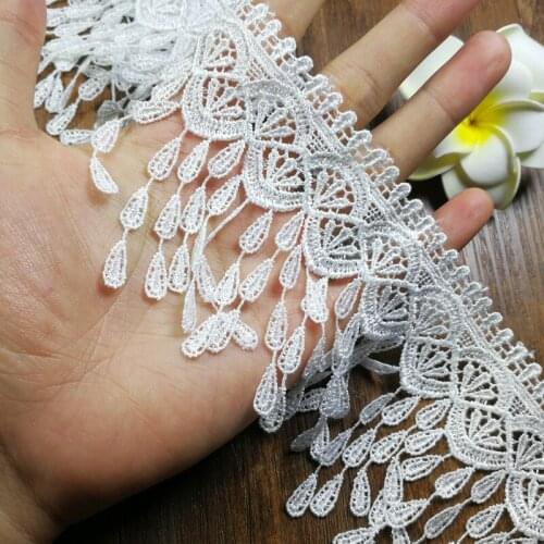 15yards/lot 9cm Polyester Flower Embroidery Tassel Lace Ribbon Applique Handmade DIY Sewing Craft Fringe Lace Trim Decoration