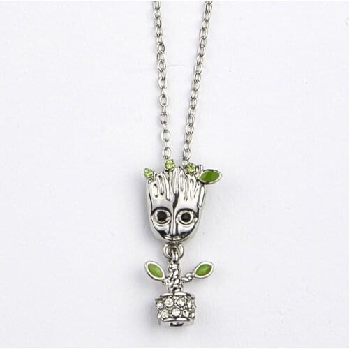 20 pcs Groot Tiny Cute Baby Tree Man Necklace Movies Hero Action Figure Model Kids Boys Girls Gifts Cosplay Costume Jewelry