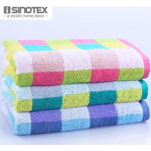 Bath Towel 100% Cotton 65x130cm 420GSM Spa Beach Towels Cloth Washcloth Plaid Pattern 1PCS