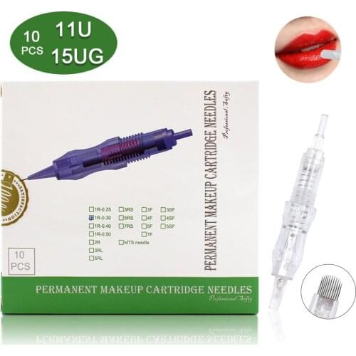 Biomaser 10pcs Permanent Makeup Needles 11U 15UG for Lips Tattoo Cartridges for Pen Machine Tattoo supplies