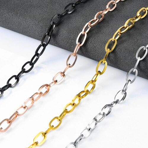 6mm Width Stainless Steel Necklace for Men Women Rolo Link Mens Chain Fashion Necklace Jewelry Wholesale