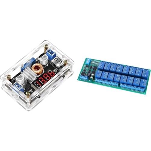 DC-DC Buck,Power Supply Module LM2596 DC Buck Converter & DC 12V DIN35 16 Ch RS485 Relay Module Modbus RTU UART