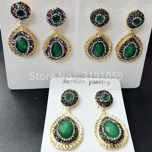 European and American new drop - shaped green retro earrings with stylish simplicity
