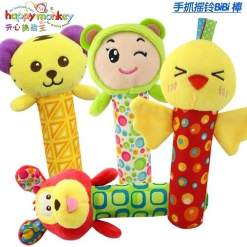 JB Happy Monkey Baby 0-12 Months Rattle Rocker Animal Hand Puppet Tiger Chicken Bear Dog Doll Bebek Oyuncak Educational Toys