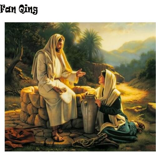 Diy Diamond Painting full square /round embroidery Jesus and the Samaritan Woman Diamond embroidery full display diamond paintin