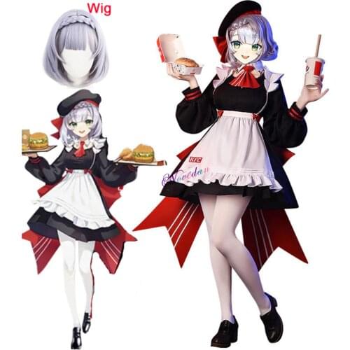 Anime Genshin Impact x KFC Noelle Maid Dress Cosplay Costume Wig Women Halloween Carnival Outfit