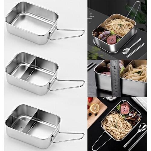 Stainless Steel Lunch Box Anti-leak Bento Box With Lid Square Food Container Divided Grid Lunch Boxes For Students Office Worker