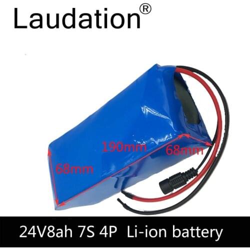 Laudation Electric Bicycle Lithium Ion Battery 24V 8ah 29.4V 8000 mAh 15A BMS 250W 24V 350W 18650 Battery Pack Wheelchair Motor