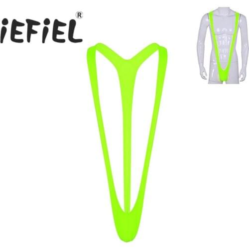 Sexy Male Mens Mankini Thong Stretch Open Deep V-Neck Men Beachwear Swimwear Swimsuit Hot Men Lingerie Thong G-string Underwear