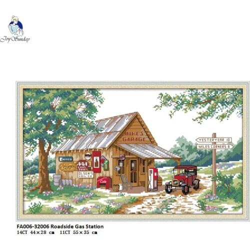 Cross Stitch kits DMC Needlework Embroidery Roadside Gas Station Patterns Cross-Stitch DIY Handwork Crafts Fabric 14CT and 11CT