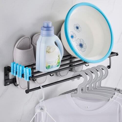 Rustproof Towel Bar Shower Towel Rack Kitchen Bathroom Hotel Punch-Free