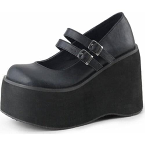 New 2021 Women Creepers Pu Flats Leather Platform JK Mary Jane Ankle Student Goth Ladies Loafers Shoes Dropship