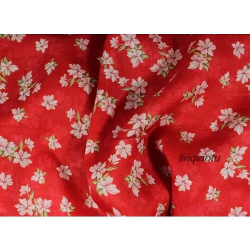 Original small floral pure ramie printed garment fabric, dress shirt robe fabric
