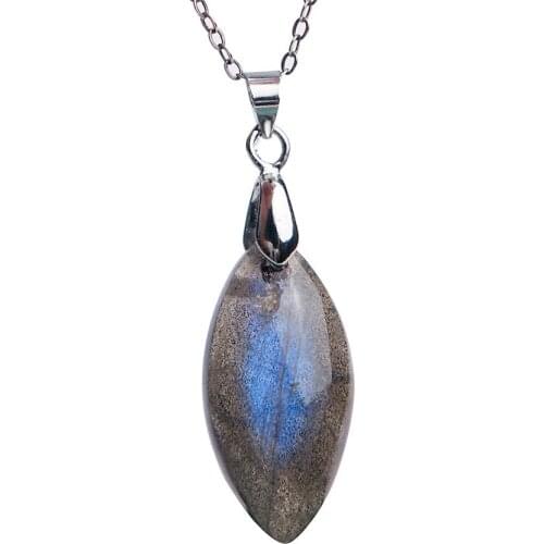 Genuine Natural Labradorite Gems Crystal Pendant Necklace Popular Deep Blue Stone Pendant Fashion Crystal Pendant 2018 Newly