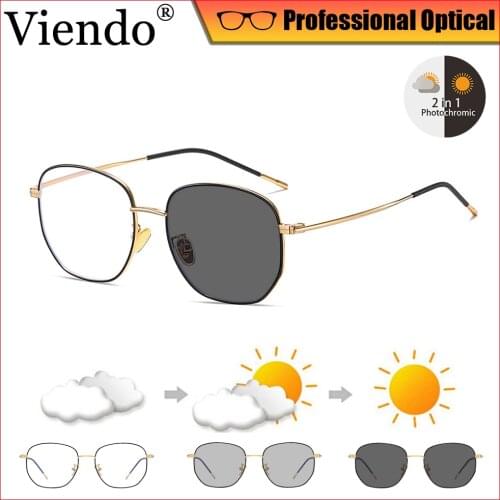 Photochromic Blue Light Blocking Eyeglasses Women Men Oversized Square Metal Glasses Frame Anti Blue Ray UV400 Sunglasses