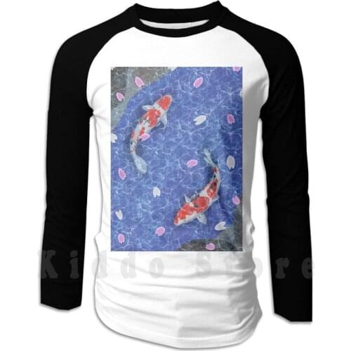 Two Kois In A Pond hoodie long sleeve Koi Kois Fishes Japanese Fish Aesthetic Water Pond Cherry Blossom Sakura