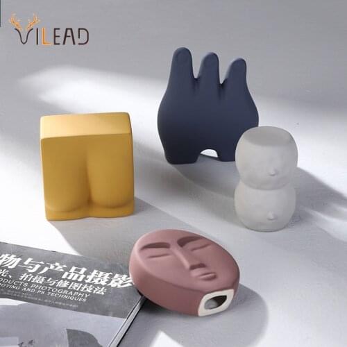 VILEAD Cramic Creative Body Parts Figurines Face Toe Butt Statue Nordic Art Sculpture Desktop Decor Home Decoration Accessories