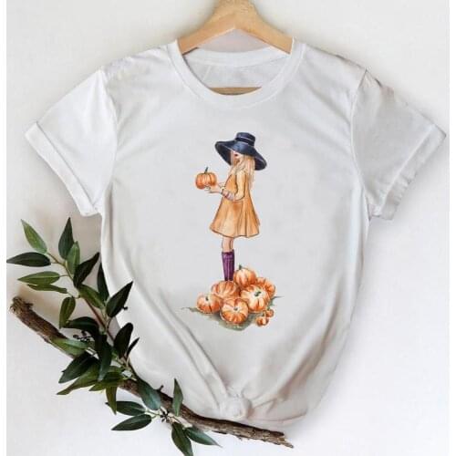 Clothing Women Pumpkin Season Female Graphic Tees 90s Top Print T-Shirt Trend Autumn Fall Thanksgiving Halloween Tshirt T