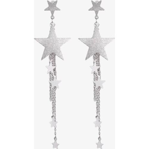New personality trend temperament star long fine tassel earrings for female Christmas gifts