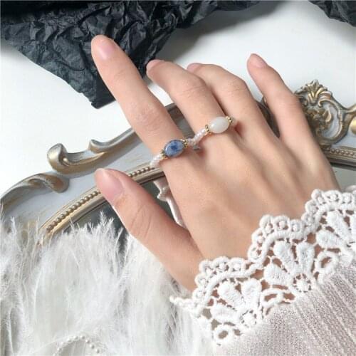 Women Elegant Pearl Rings Fashion Jewelry Girl Vintage New Multi Bead Simulated Pearl Womens Gift Korean Chains Rings