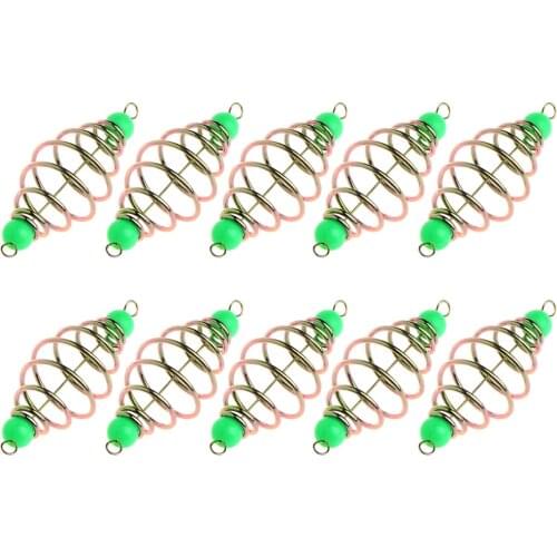 10 Pcs/Set Fishing Bait Spring Lure Inline Hanging Tackle Stainless Steel Feeder