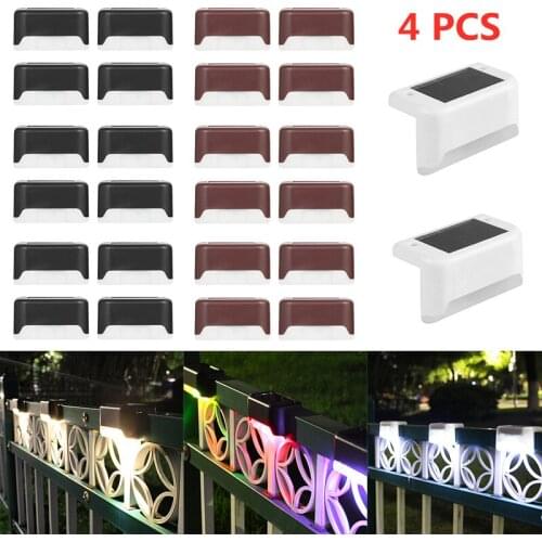 4 PCS LED Solar Path Stair Outdoor Light Garden Yard Fence Wall Landscape Lamp Solar Light Outdoors Rechargeable