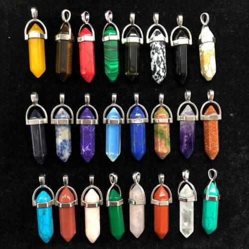 5PCS DT pendants Crystal Quartz Feng Shui Chakra Healing Reiki Home Decoration Stone Handicraft Decoration Double Point Pendants
