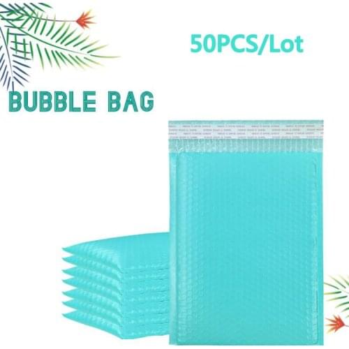 50pcs Bubble Mailers Padded Envelopes Pearl film Gift Present Mail Envelope Bag For Book Magazine Lined Mailer Self Seal Blue