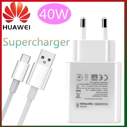 Original P30 Pro Huawei SuperCharger Power Adapter 40W Quick Charge USB Type C 5A Cable For Huawei P40 Pro+ Nova 5 Pro 7SE 8SE