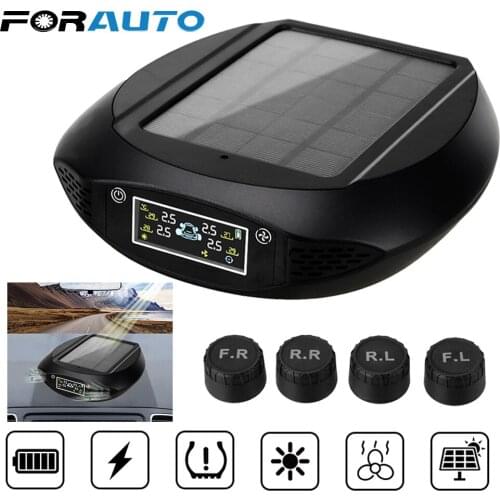 Car TPMS 2 in 1 Air Purifier Tire Pressure Monitoring System LCD Display Internal/External Sensors Solar Powered Tire Monitor