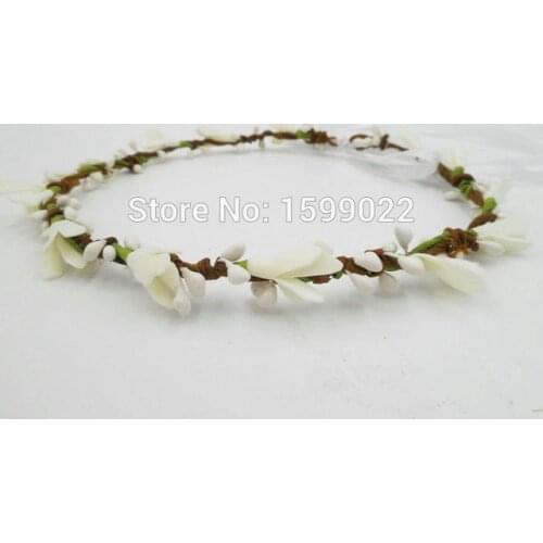 Bohemian Floral Hair Band Foam Flower Halo Boho Headdress Ivory White Simple Wedding Hair Accessories First Communion Headwear