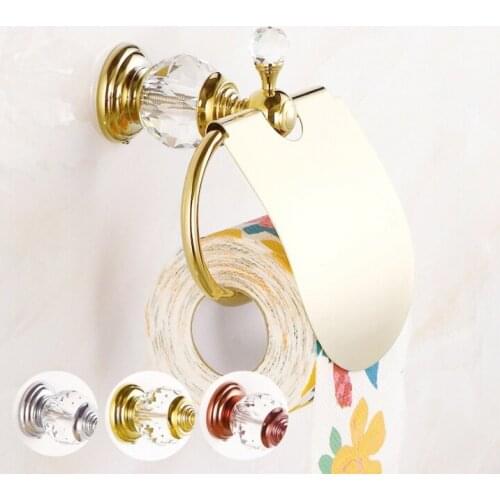 Bathroom Paper Holders Tissue Rack Roll paper holder European toilet paper holder with crystal diamond wall tissue holder box