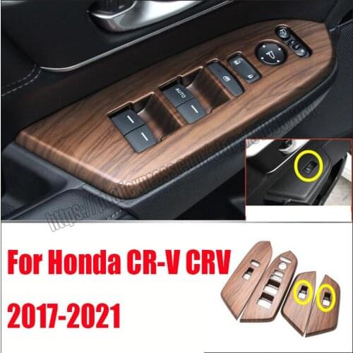 FOR Honda CRV CR-V 2017 2018 2019 2020 2021 4pcs ABS Wood Grain Window Lift Panel Switch Cover Trim