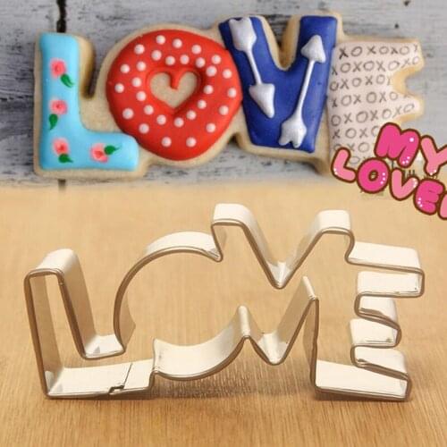 Lover Series Design Stainless Steel Cookie Cutter LOVE Letter Shape Forms for Biscuit Mold Bakeware Pastry Confectionery Tools