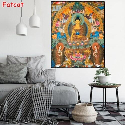 5D DIY Diamond Embroidery Religious Colored Buddha Diamond Painting Full Drill Cross Stitch kit Mosaic pattern decor gift PP1827