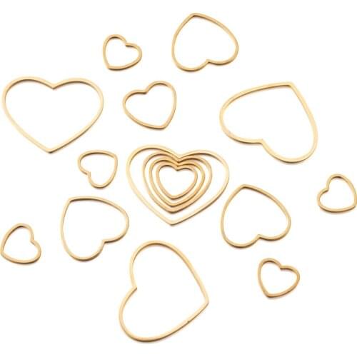 35-70Pcs Metal Frames Charms Links Heart Stainless Steel Link Rings 4 Sizes for Dangle Earring Bracelet Necklace Jewelry Making