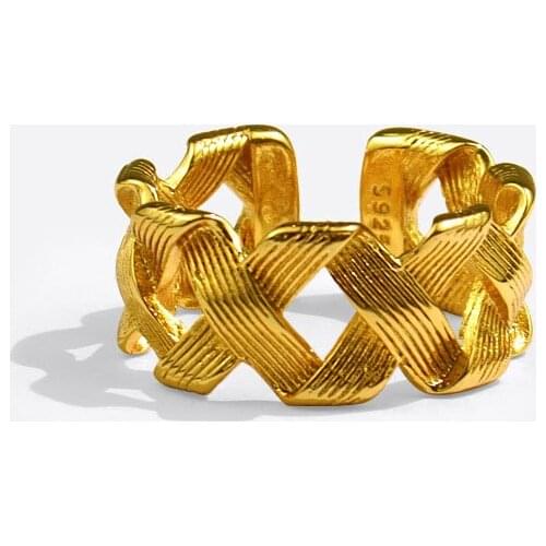 925 Sterling Silver Rings for Women New Trend Couples Punk Vintage Handmade Hollow Weave Party Jewelry Gifts Wholesale