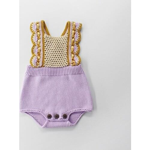 Ins Hot Toddler Baby Girl Knitted Rompers European&America Kids Clothings Summer Fashion Clothes