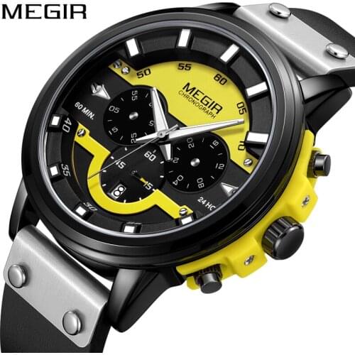 MEGIR Original Men Sport Waterproof Chronograph Top Brand Luxury Quartz Wristwatch Clock Hour Erkek Kol Saati Relogio Masculino