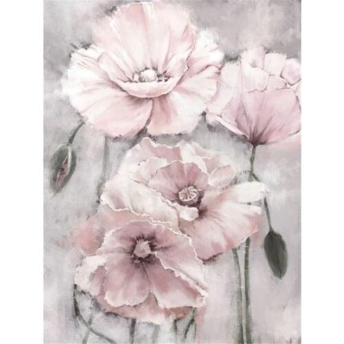 Flower Pink Grey Floral Nordic Printed 11CT Cross-Stitch Set DIY Embroidery DMC Threads Handmade Handiwork Craft Jewelry