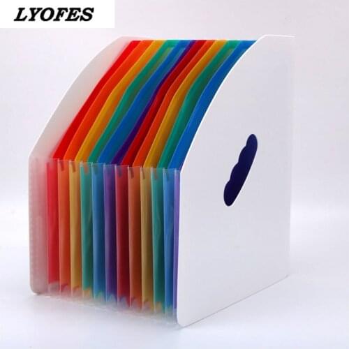 Desk Organizer Erectable Expanding Wallet Rainbow Folder Document Manager Folder Assistance Office 12-Grid Pack File Folder A4